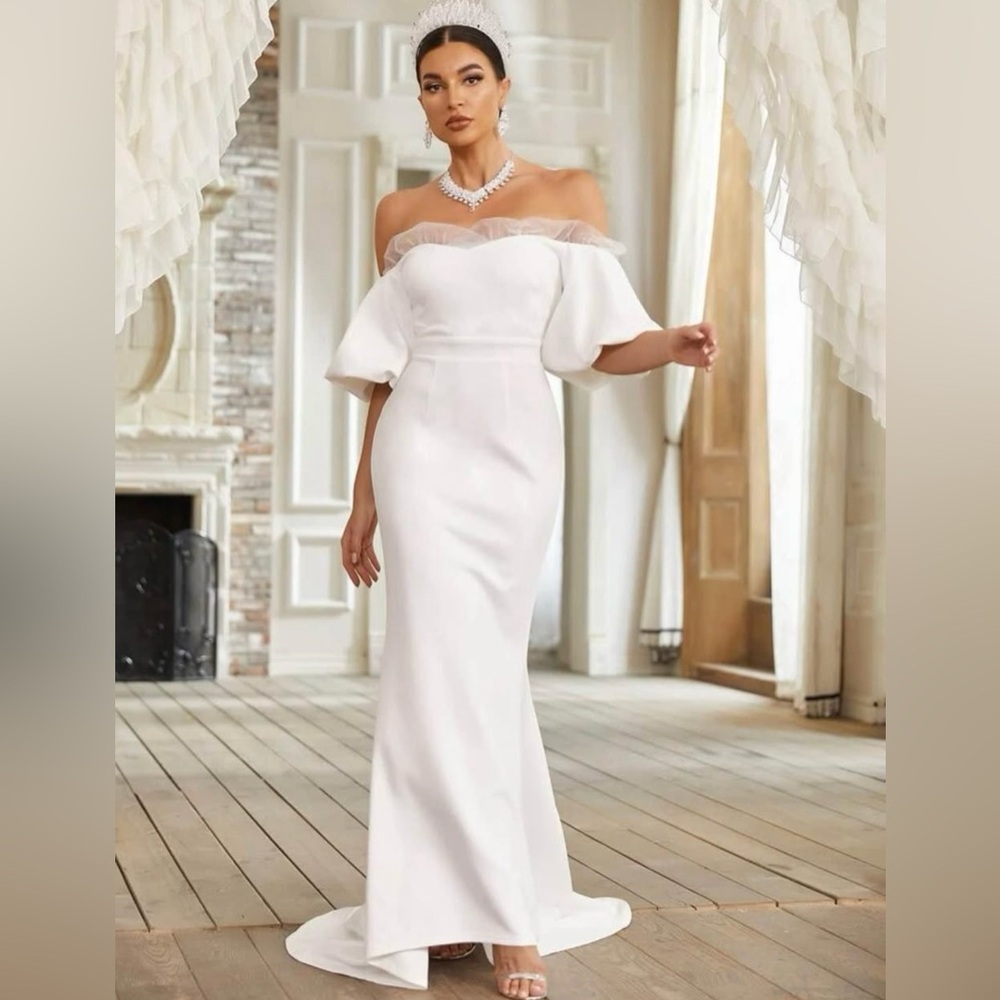 Off-Shoulder White Wedding Dress